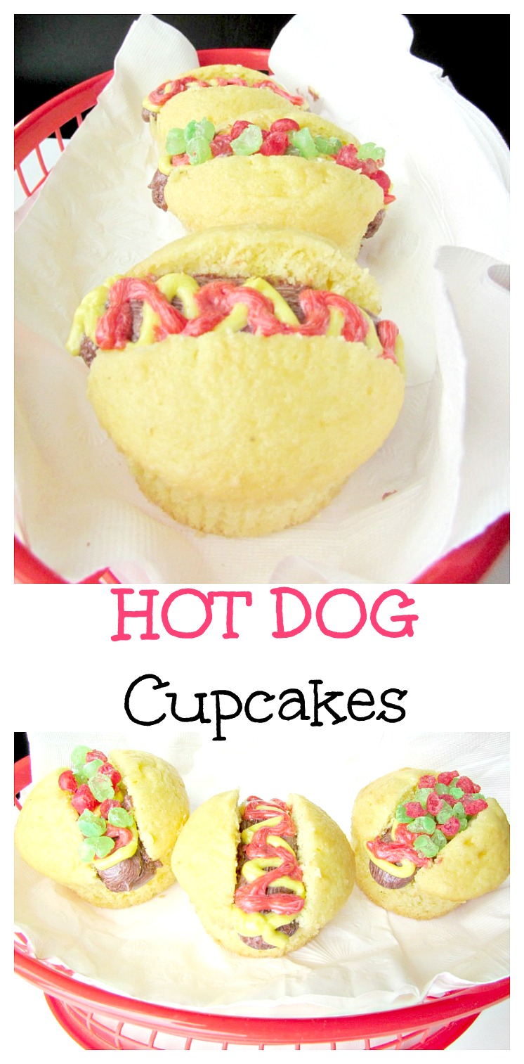 Hot Dog Cupcakes are an adorable dessert for bbqs and parties