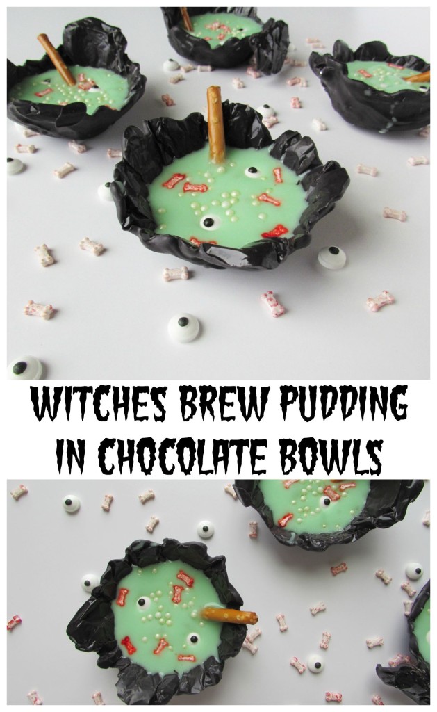 Witches Brew Pudding in Chocolate Bowls