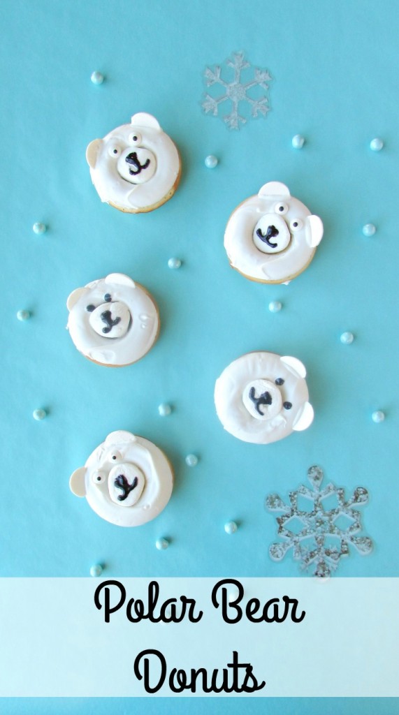 Polar Bear Donuts. A fun treat for winter parties or a Christmas morning breakfast