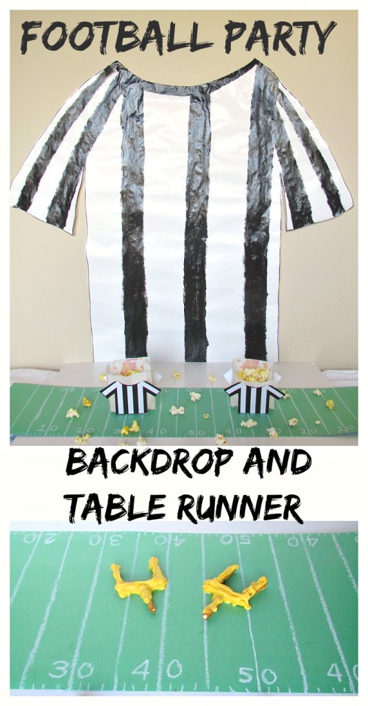 Football Party Backdrop and Table Runner. Super easy and cheap ways to decorate your football party table