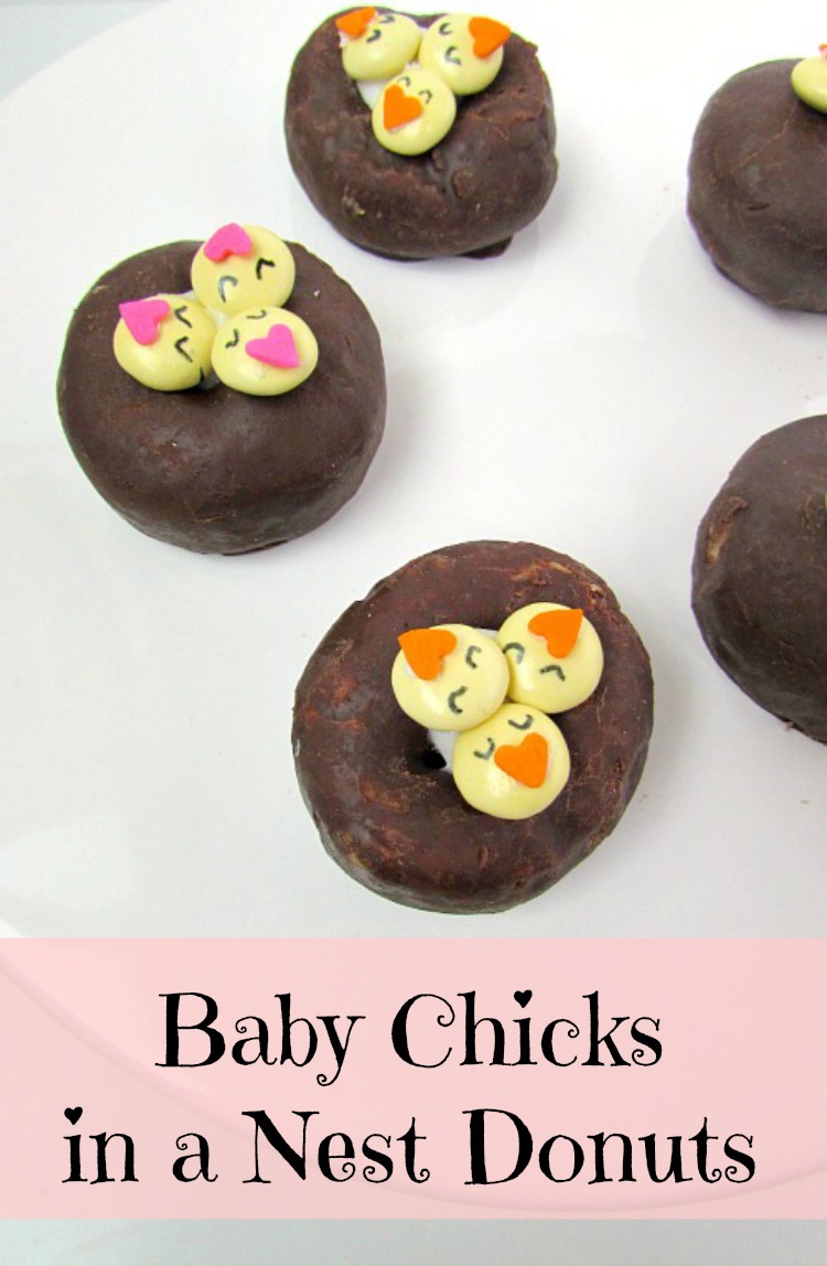 Baby chicks in a nest donuts are adorable for Easter breakfast or spring parties
