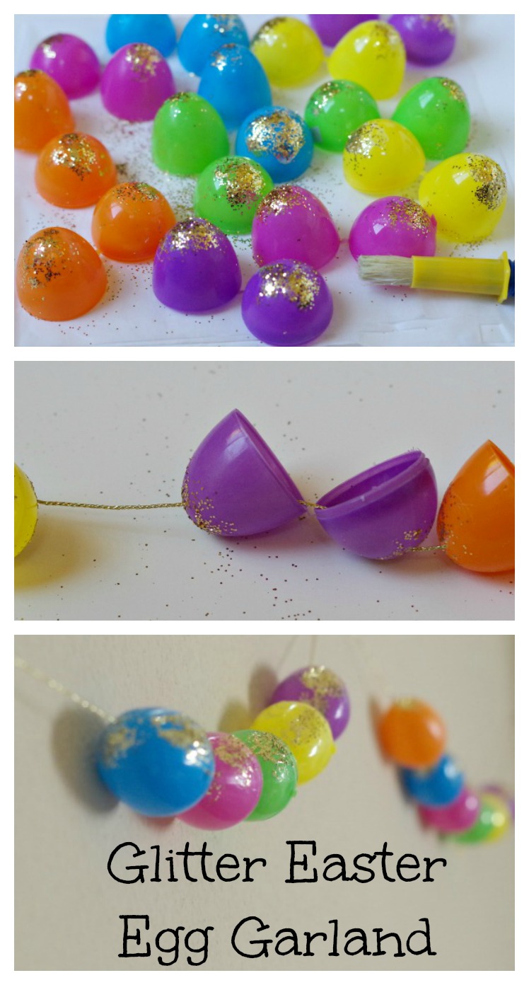 Colorful Easter Egg Garland with gold glitter