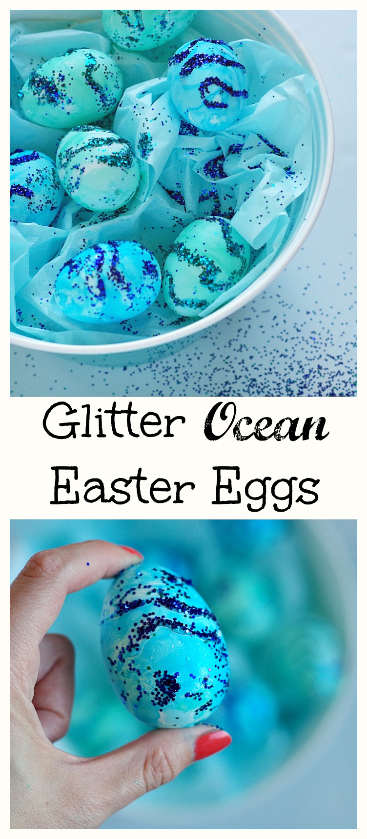 Glitter ocean easter eggs are a beautiful easter decoration and way to decorate eggs