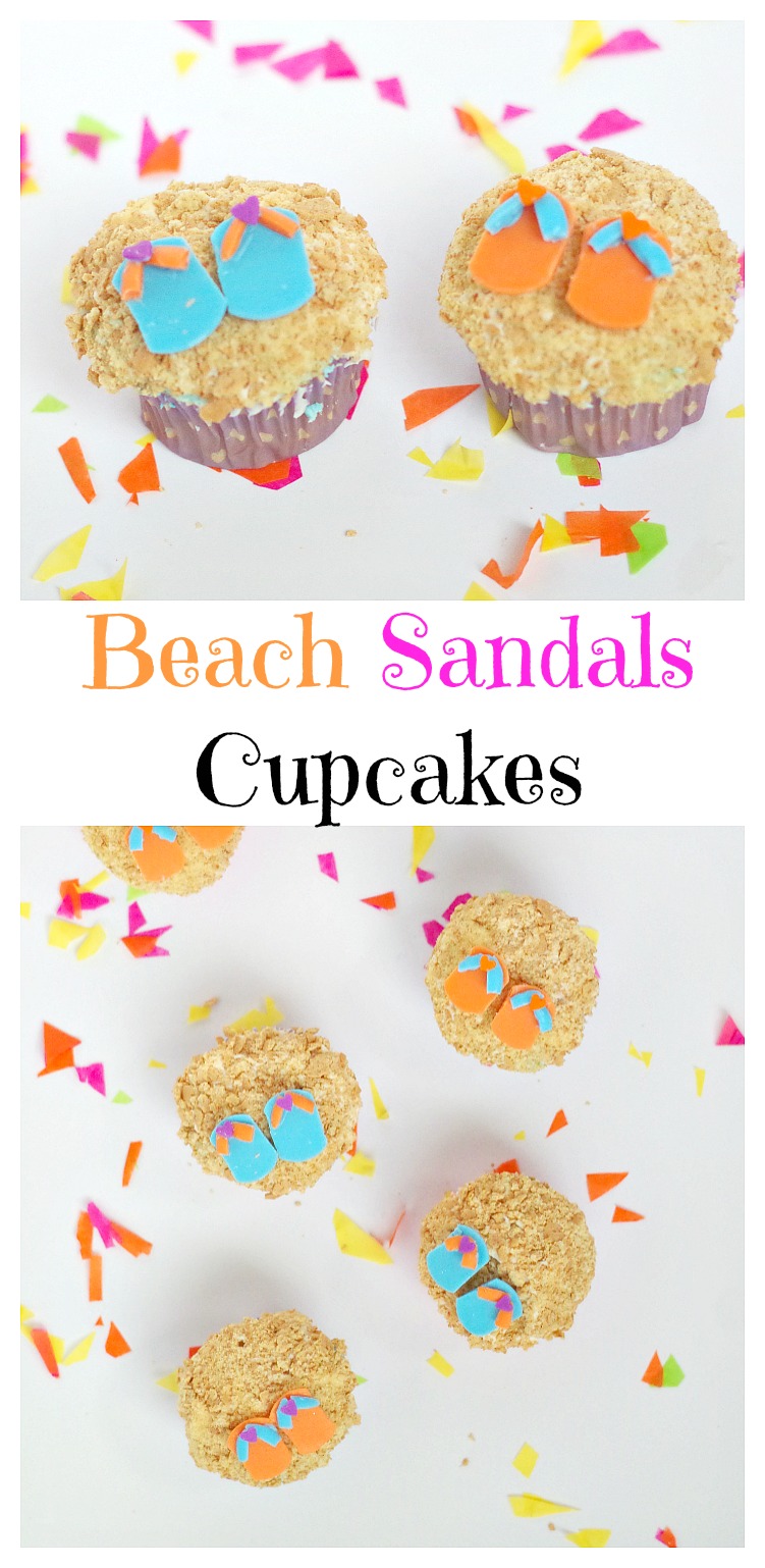 Beach Sandals Cupcakes. A fun dessert for summer and beach themed celebrations