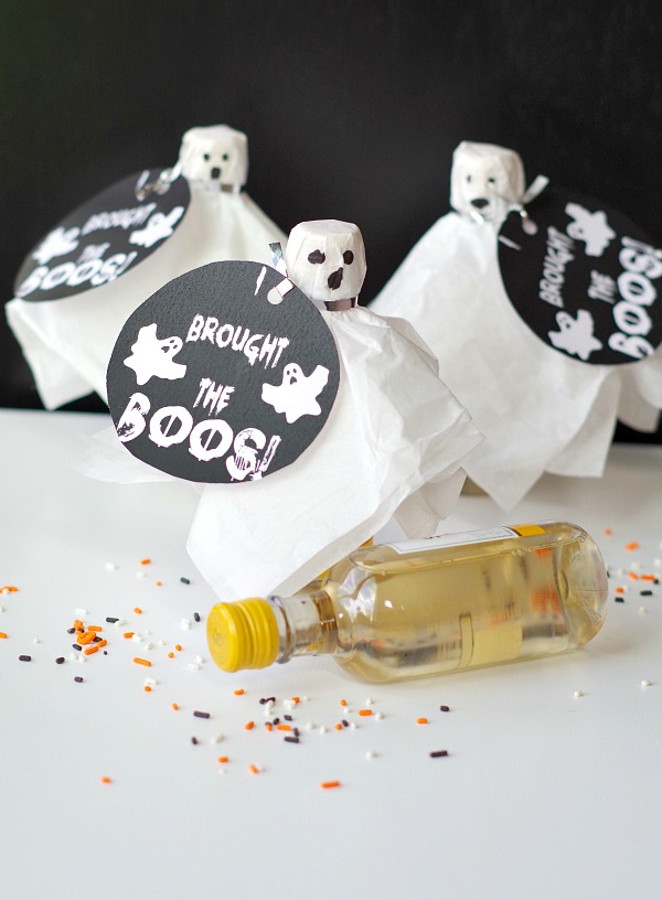 dress up wine with a ghost costume