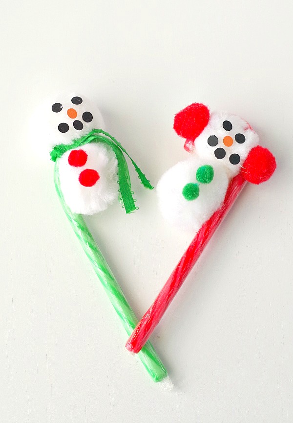 Red and green snowmen candy canes