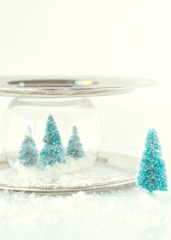 Snow globe decorative serving tray