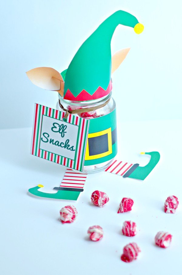 Adorable Elf Snacks Gift Jar for Christmas
