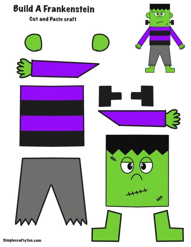 cut and paste printable build a frankenstein