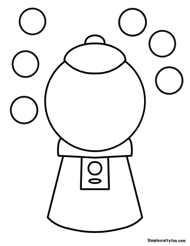 gumball machine template with gumballs for crafts
