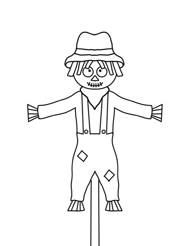 scarecrow coloring page free printable