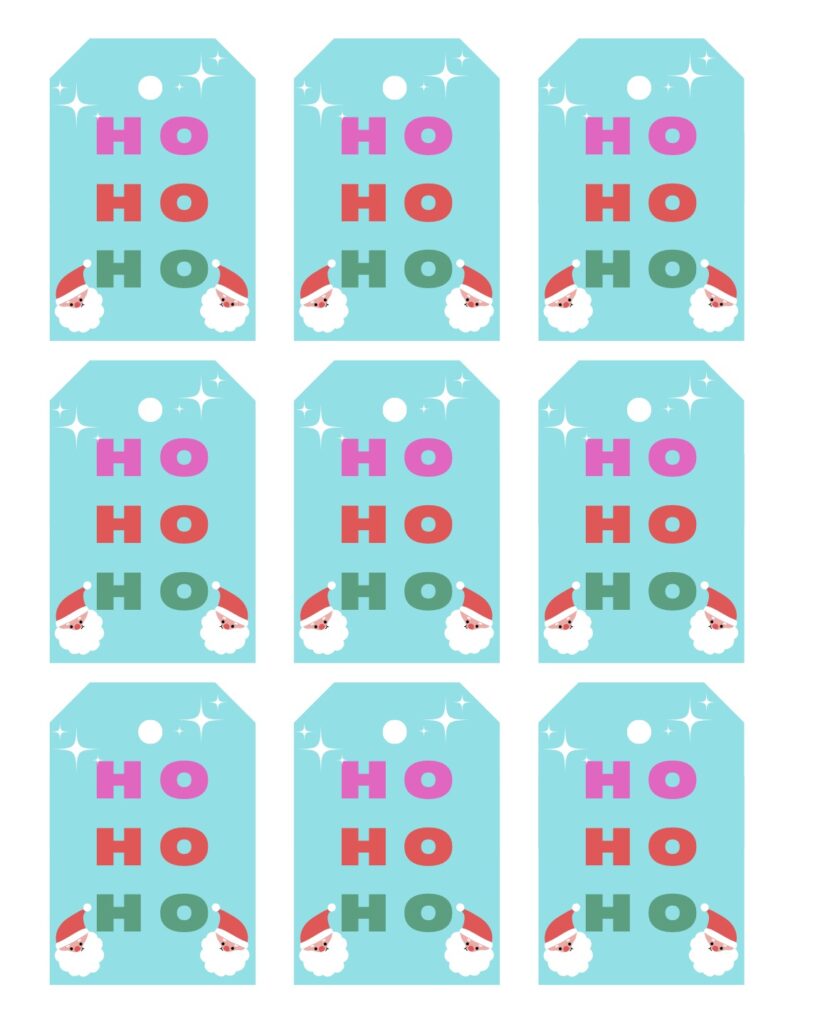 free printable Christmas gift tag ho ho ho