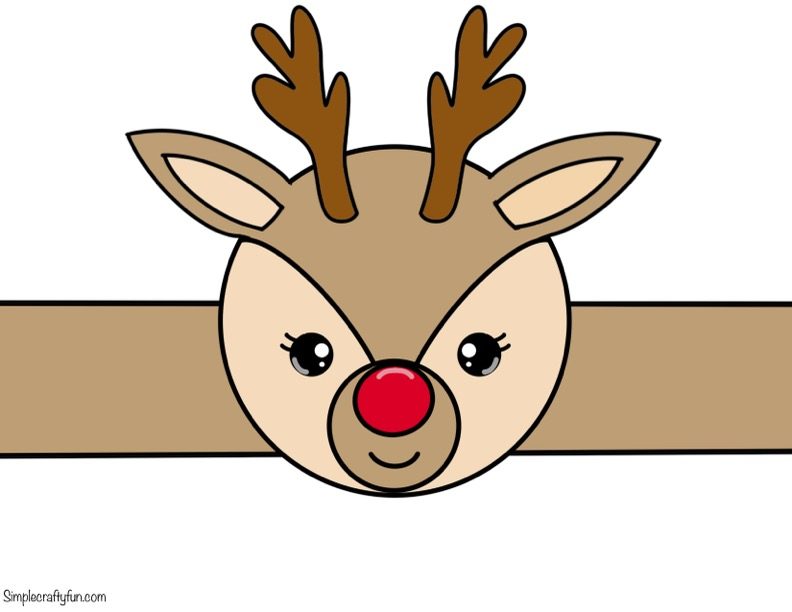 free printable Christmas Hat Reindeer Face Color