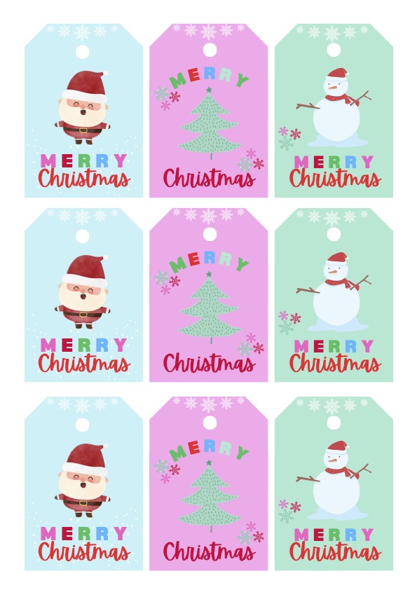 free printable Christmas gift tag colorful