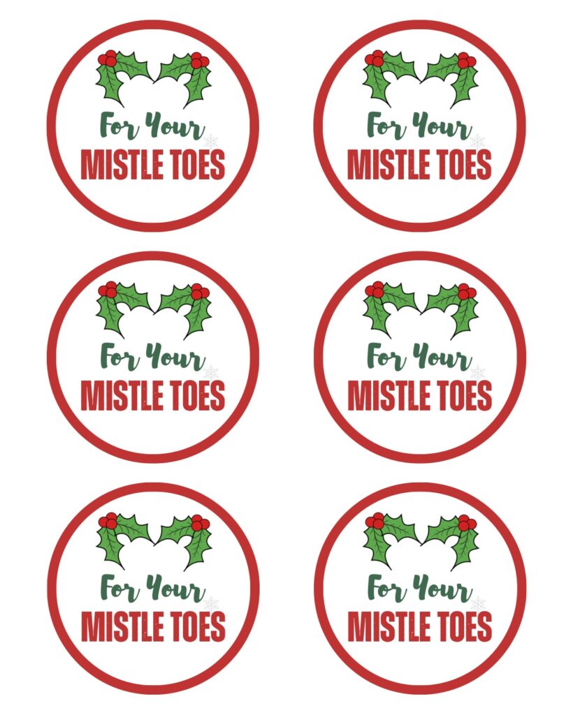 free printable Christmas gift tag for your mistle toes