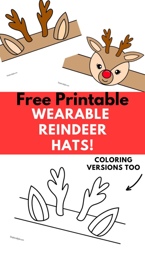 Christmas Free Printable Reindeer Hats to wear