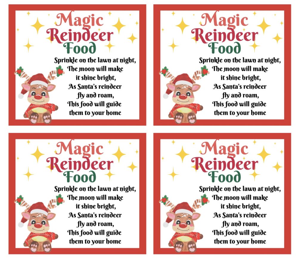 free printable gift tag magic reindeer food