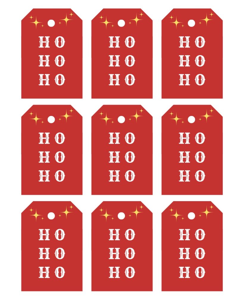 free printable Christmas gift tag red ho ho ho tags