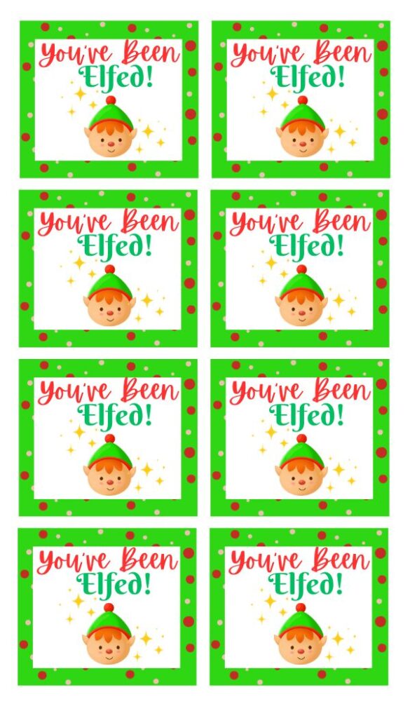 free printable Christmas gift tag you've been elfed