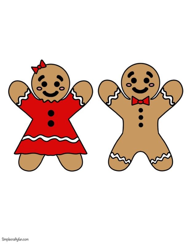 free printable Gingerbread Man and Woman in color