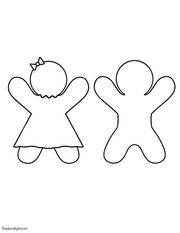 free printable gingerbread man and woman outline