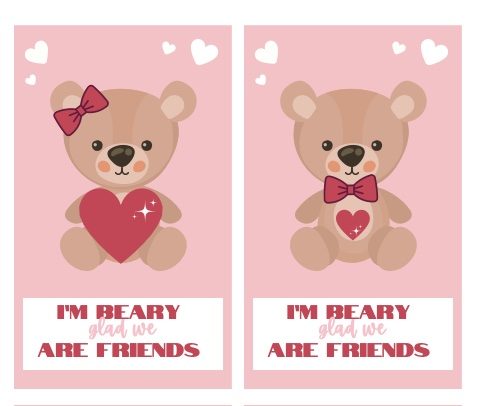 free printable bear gift tags for Valentine's