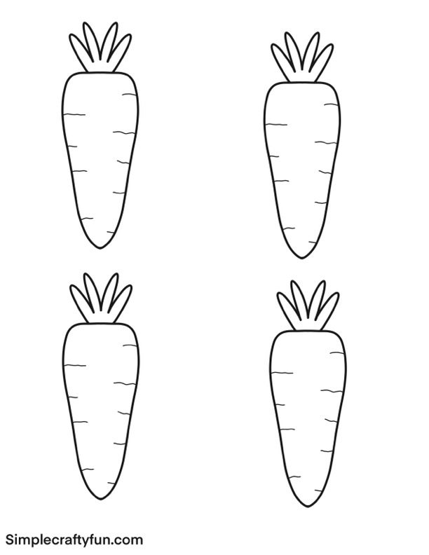 Carrot template in a small size pointed black and white