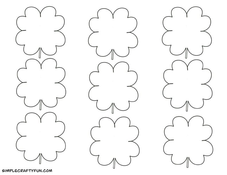 free printable four leaf clover template mini black and white