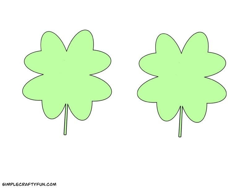 free printable medium pointed leaf four leaf clover mint