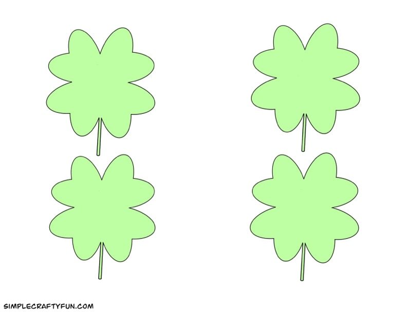 free printable small pointed leaf four leaf clover mint