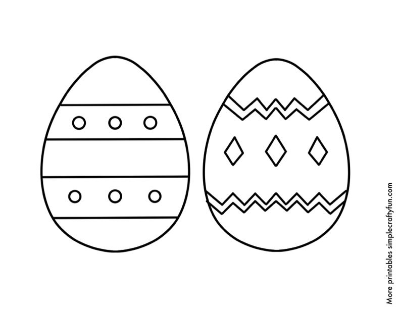 free printable Easter Egg Template Medium with Diamonds and Stripes