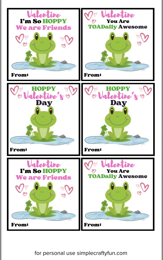 free printable frog Valentine