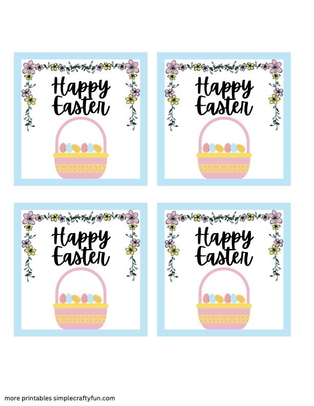 free printable Happy Easter Tag Basket