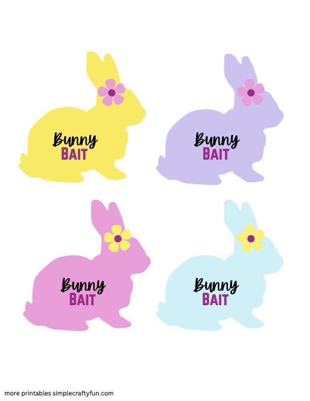 free printable Happy Easter Tag Colorful says Bunny Bait