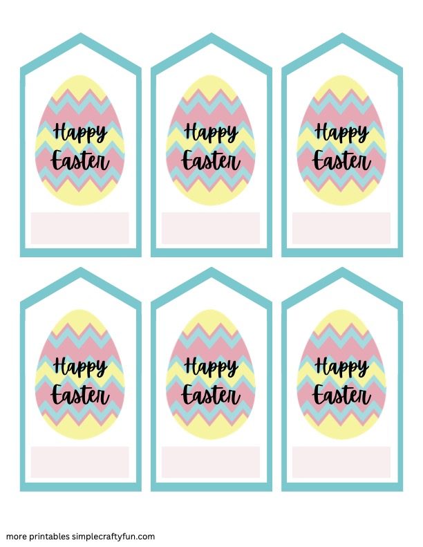 free printable Happy Easter Tag Colorful with Egg