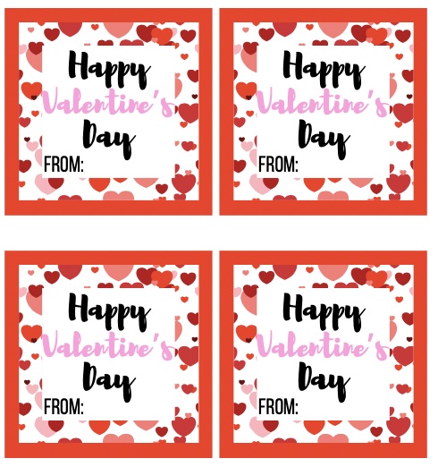 free printable simple square gift tags for Valentine's