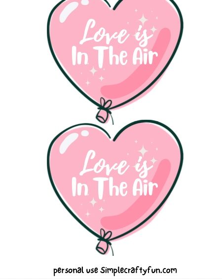 free printable balloon gift tags for Valentine's