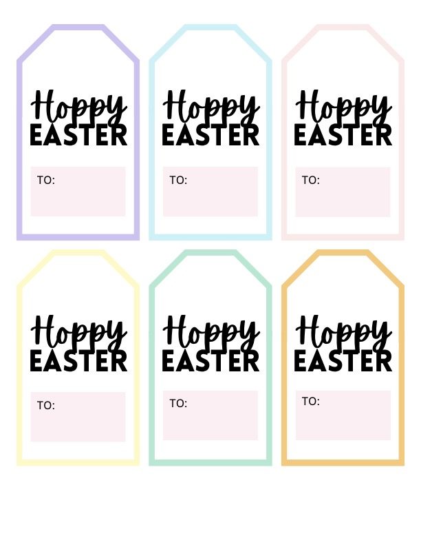 Hoppy Easter gift tag with bright colors