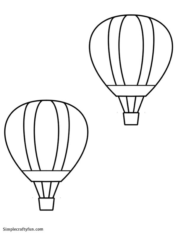 medium hot air balloon template for crafts and coloring