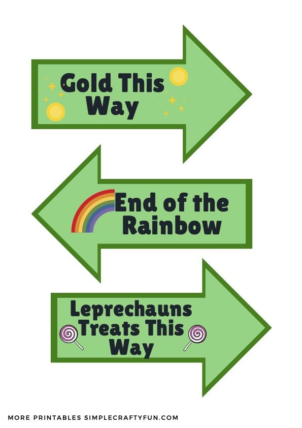 free printable leprechauns signs with arrows
