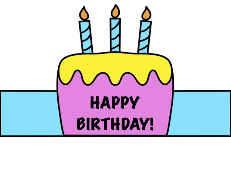 Free Printable Birthday Hat Template - Birthday Hat Cake Color With Writing 768x593 