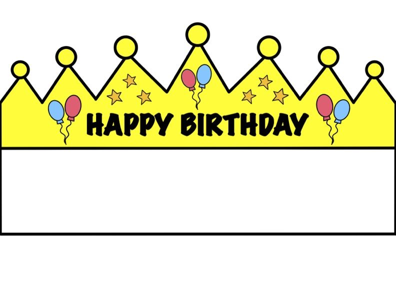 free printable Crown Happy Birthday writing in Color
