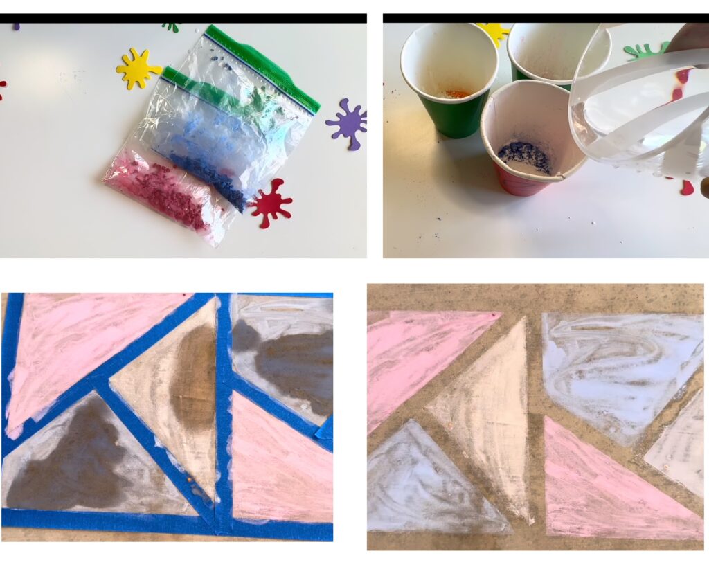make your own chalk paint and create stain glass effect with painters tape