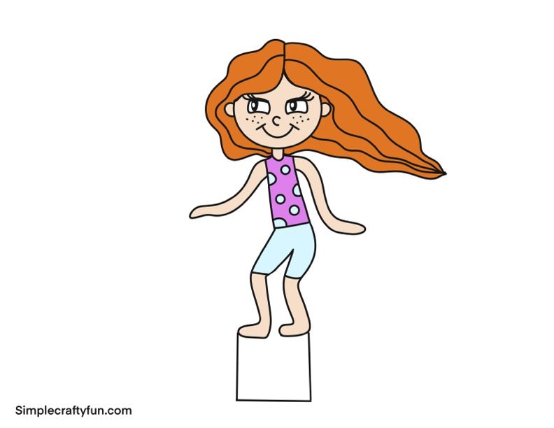 printable surfer girl craft template in color